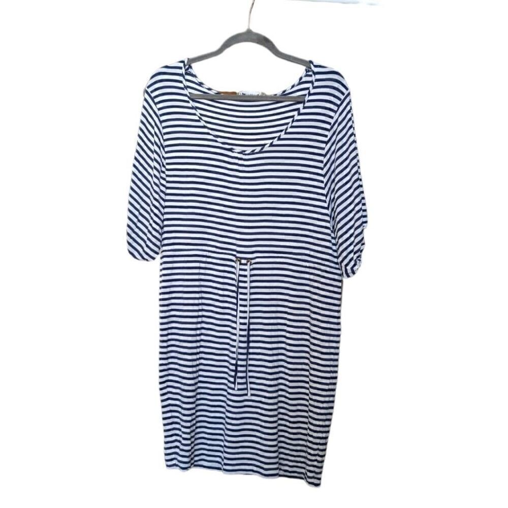 Calvin Klein Blue and White Striped 3/4 Sleeve Blouse Women’s Size 12